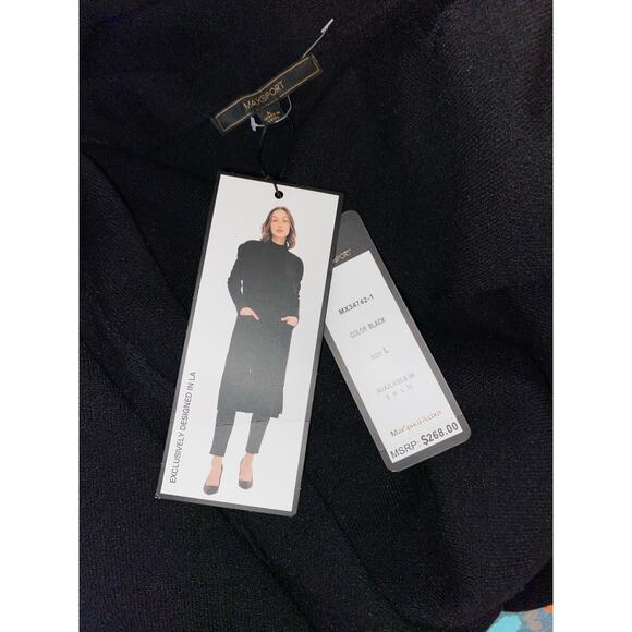 NWT $268 Black size Large Open Thick Heavy Long Sleeve Sweater with Pockets - Picture 11 of 12